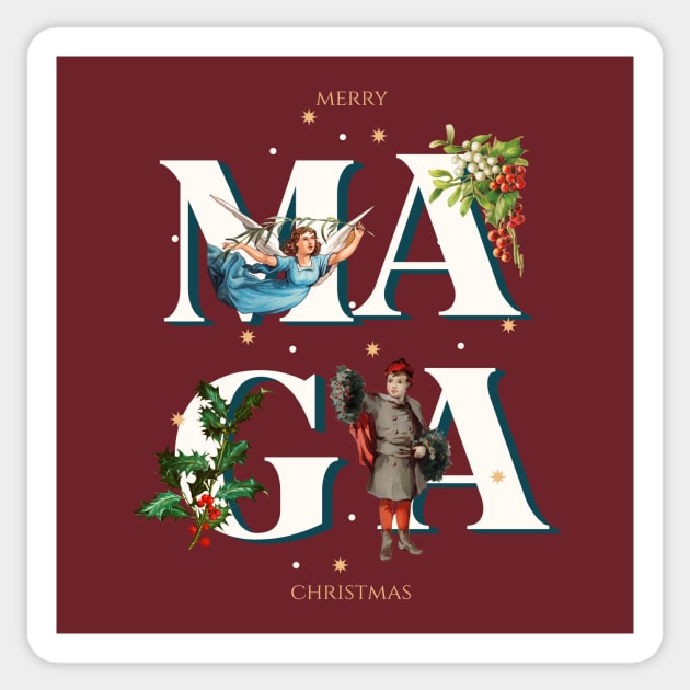 Donald Trump MAGA Christmas Sticker by QuirkyQuest Creations